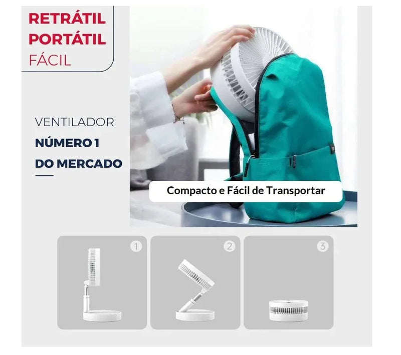 Ventilador recarregável sem fio dobrável