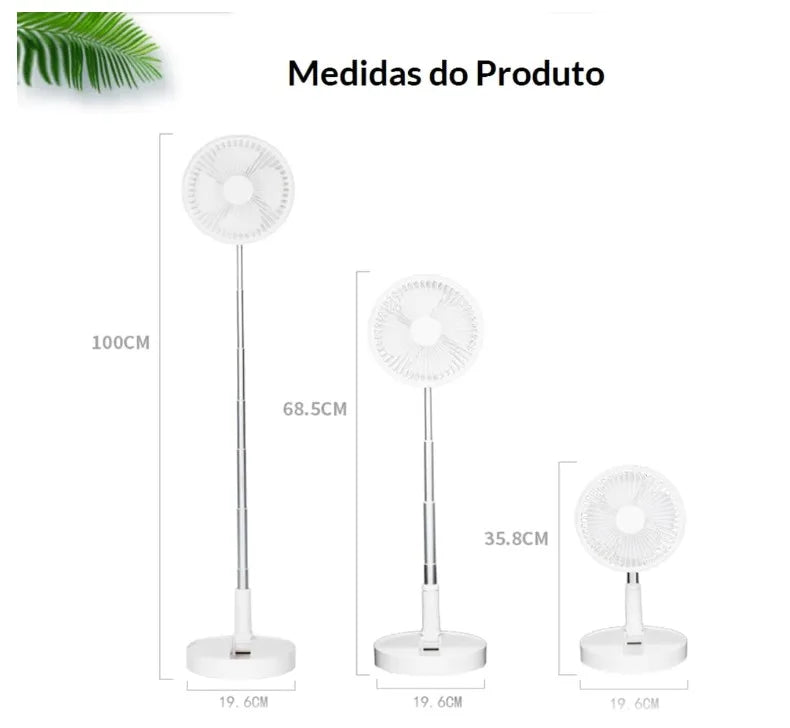 Ventilador recarregável sem fio dobrável