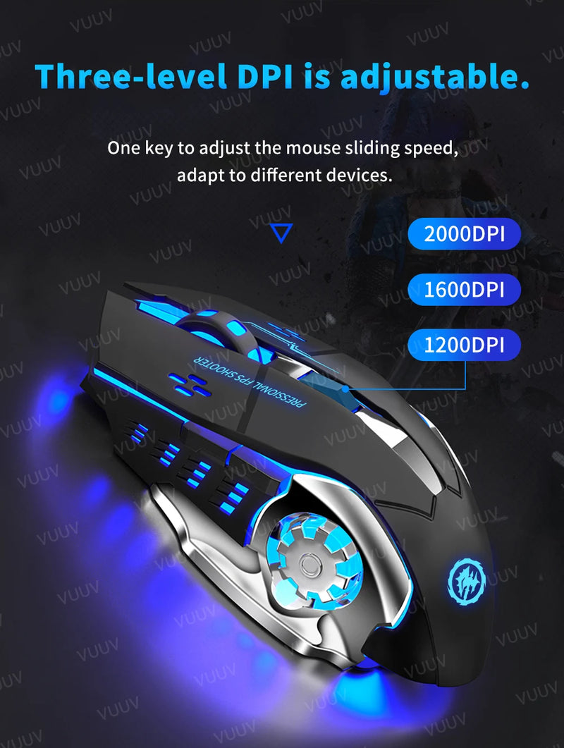 Mouse gamer Bluetooth/USB recarregável c/ retroiluminação