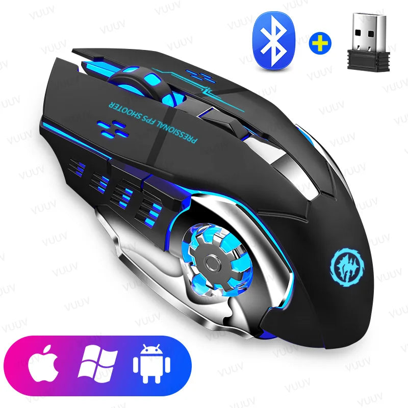 Mouse gamer Bluetooth/USB recarregável c/ retroiluminação