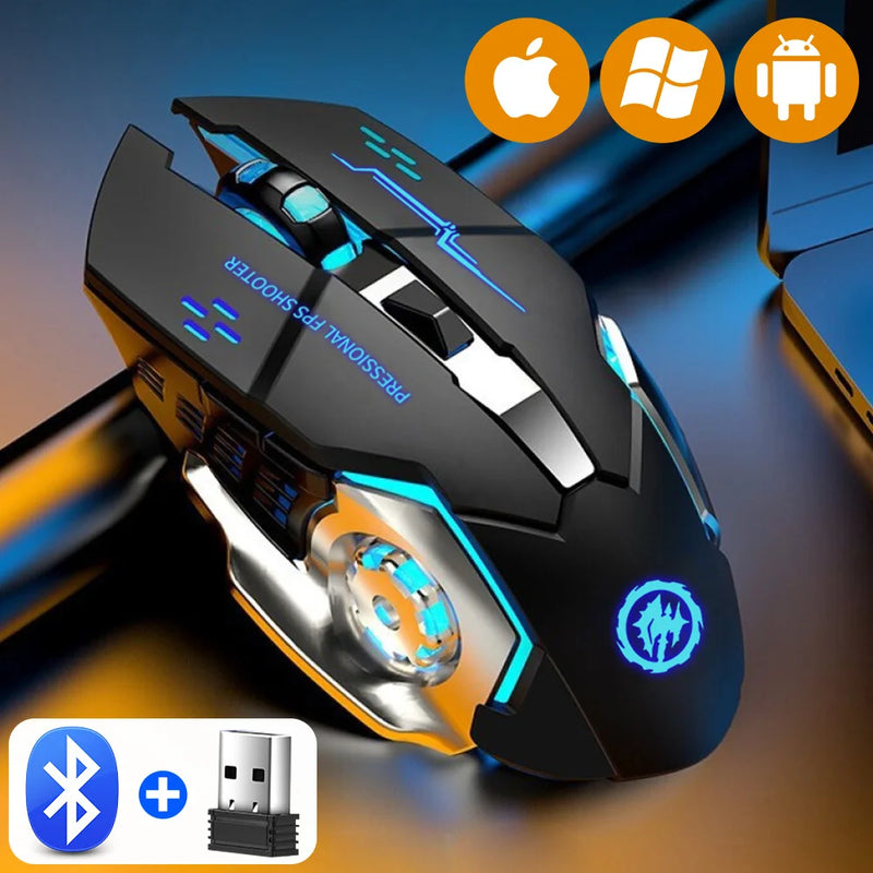 Mouse gamer Bluetooth/USB recarregável c/ retroiluminação