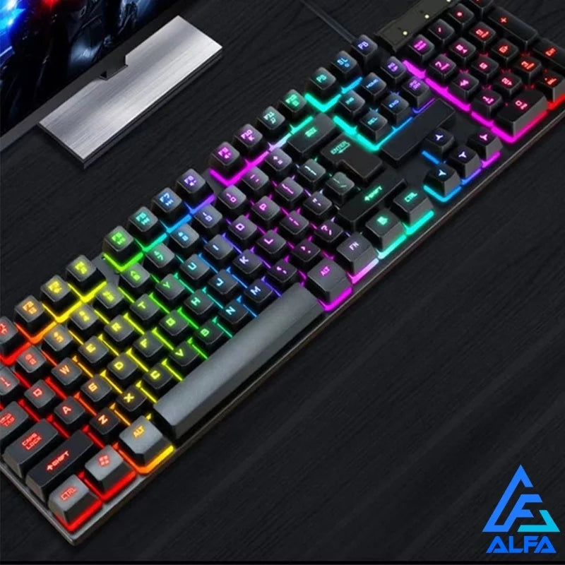 Teclado Gamer Semi-mecânico RGB LED Retroiluminado