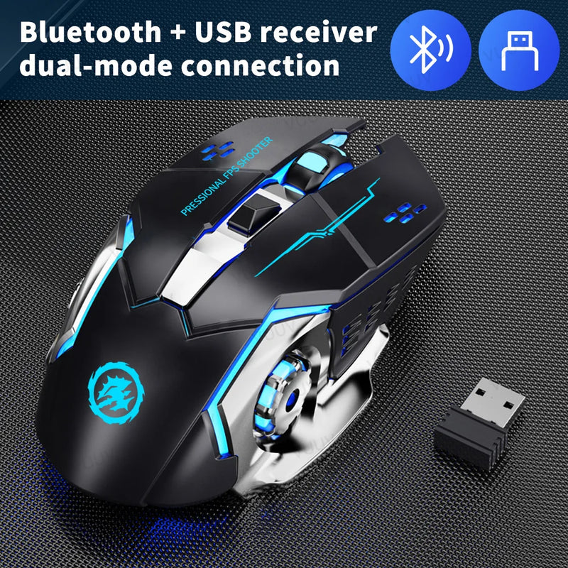 Mouse gamer Bluetooth/USB recarregável c/ retroiluminação